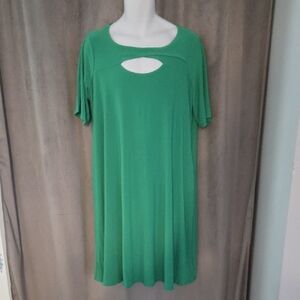 NWT 2X Nina Leonard Vibrant Green Miracle Matte Jersey Dress